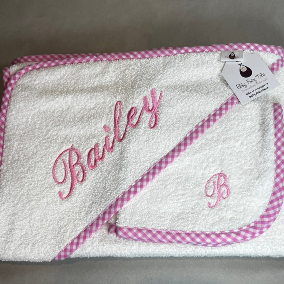 Pink Gingham Hooded Towel
