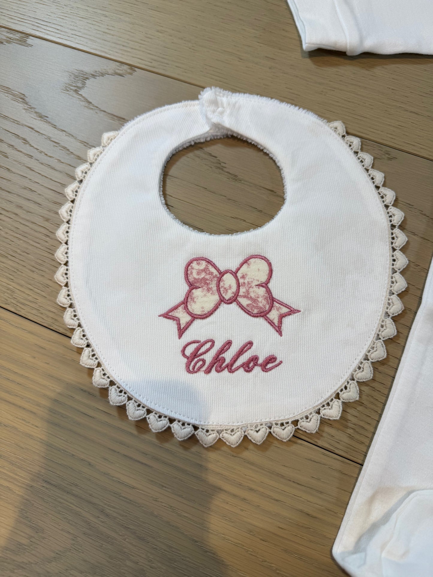 Raspberry personalized Baby Toile Romper Set